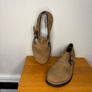 RIEKER ANTISTRESS Brown T Strap Mary Jane Leather  Shoes Buckle Womens  38 (7.5)